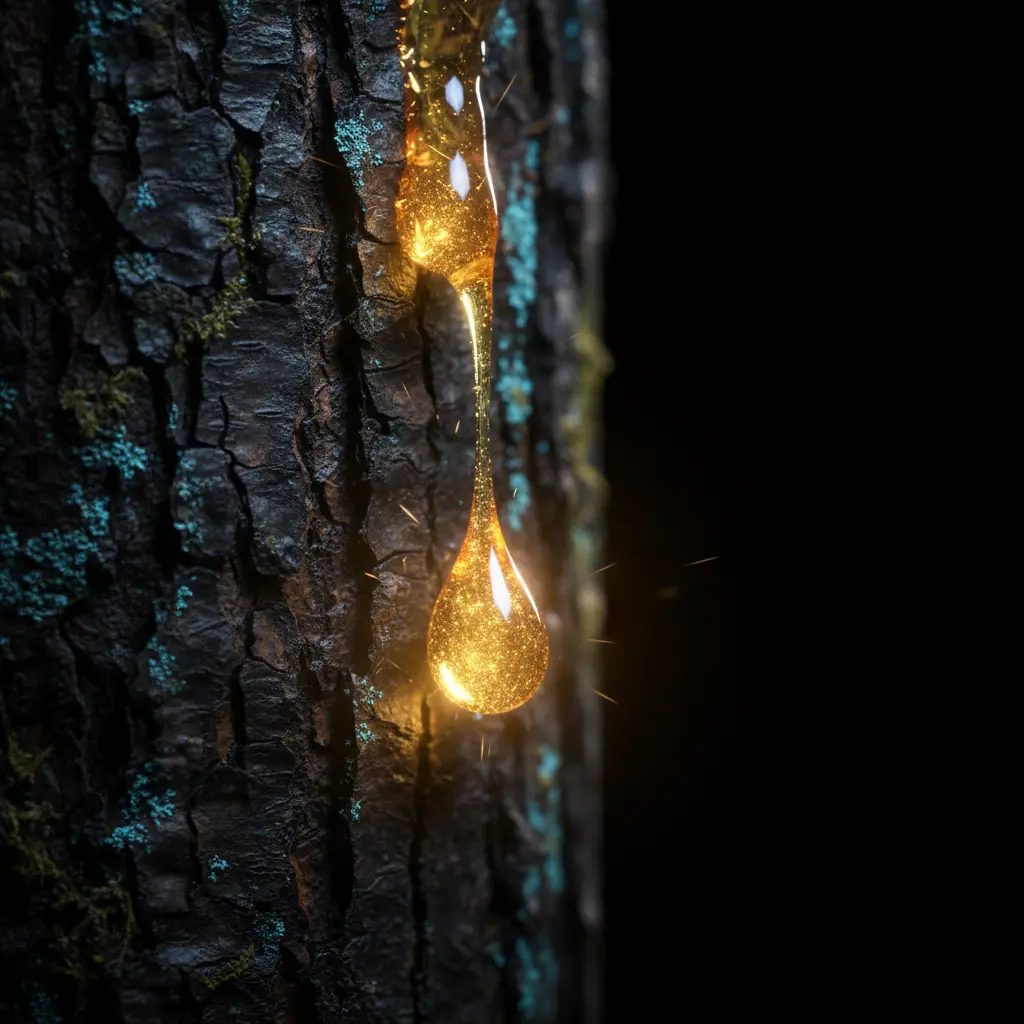 Glowing sap droplet